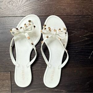 Olivia Miller White Studded Sandals